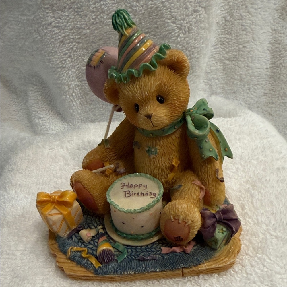 Cherished Teddies Birthday Bear Your the frosting with Green Hat